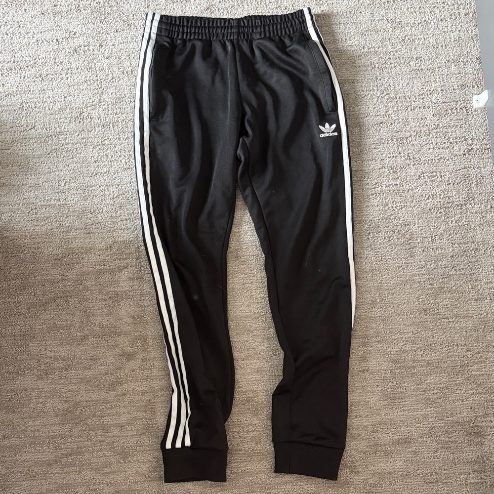 Adidas Men’s Black Sweatpants with White Accents
